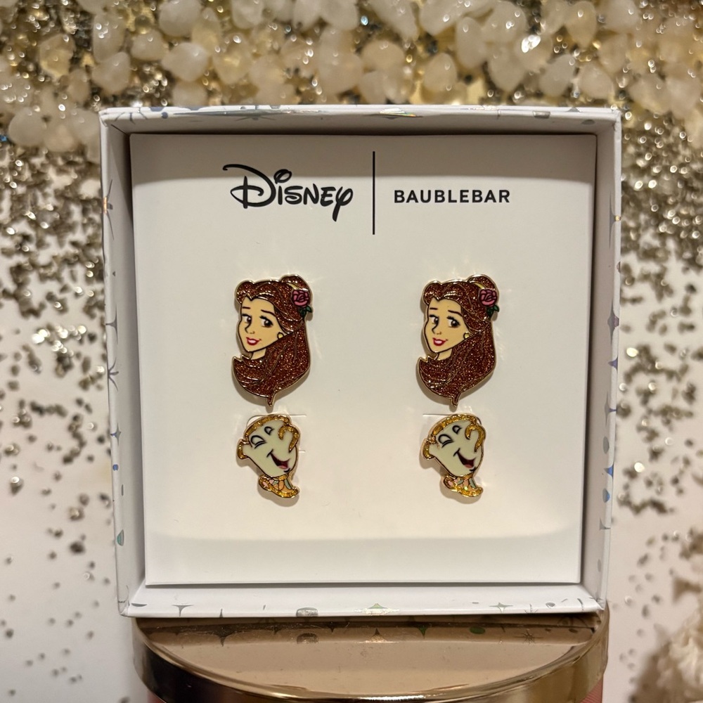 SOLD BaubleBar X Disney Belle and Chip Earrings